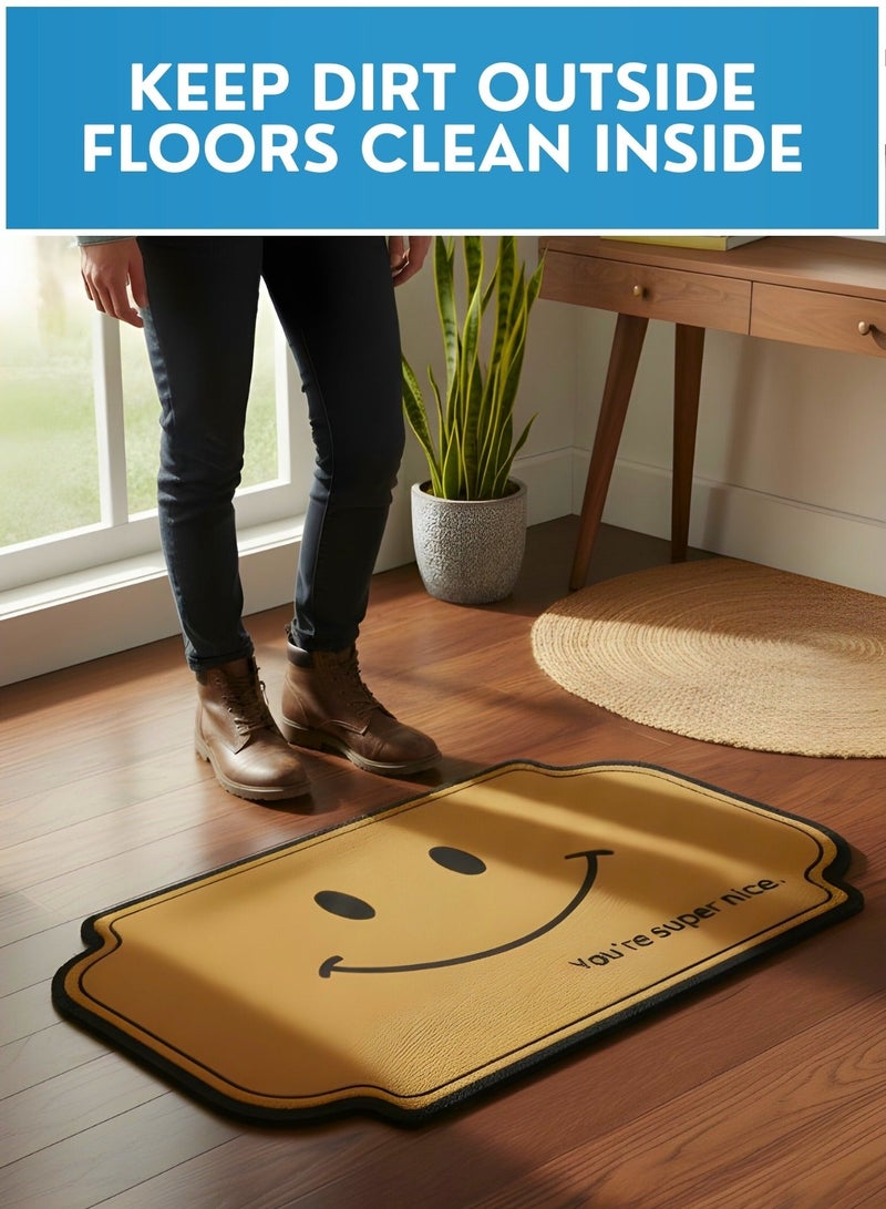 Smile Printed Coir Doormat, Heavy Duty Anti Slip Entrance Mat Outside, Front Door Rug, Dirt Trapper Rubber Backed Doormat, Mats For Front Door, Back Door Mat - Image 3