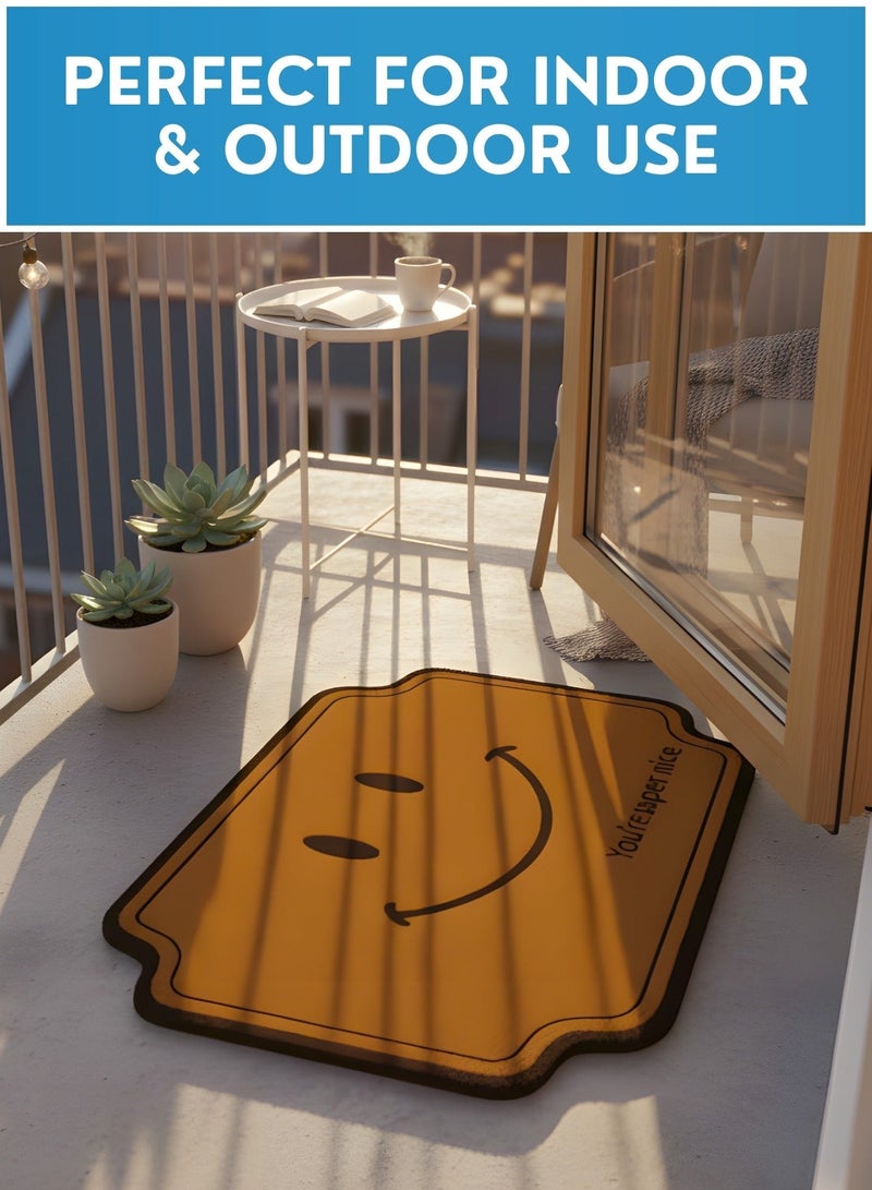 Smile Printed Coir Doormat, Heavy Duty Anti Slip Entrance Mat Outside, Front Door Rug, Dirt Trapper Rubber Backed Doormat, Mats For Front Door, Back Door Mat - Image 4