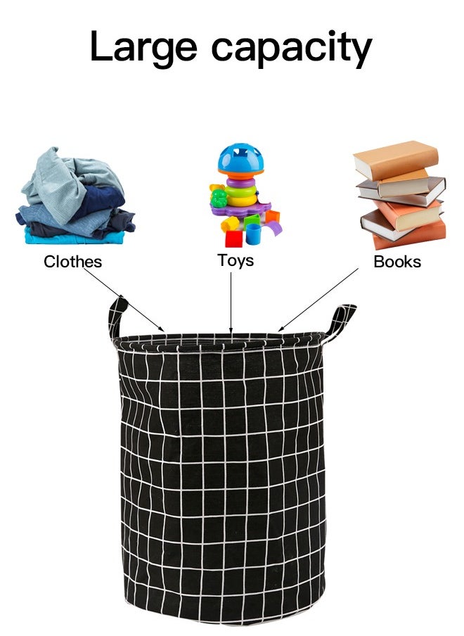 Foldable storage basket with handles for laundry, toys, bags, bathroom storage container, waterproof fabric cotton