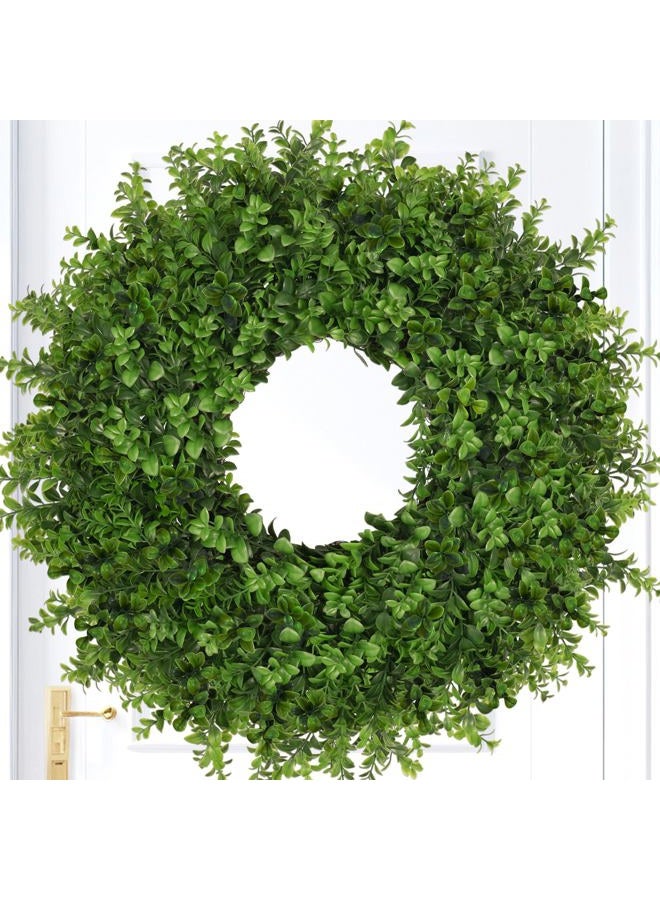 JDKPK Boxwoods Wreaths for Front Door 26 Inch Large Artificial Green Leaves Greenery Indoor Outdoor Wreath Home Decor Porch Window Wall Farmhouse Door Decorations Spring Summer Fall All Seasons - Image 1