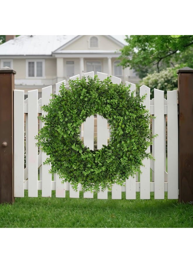 JDKPK Boxwoods Wreaths for Front Door 26 Inch Large Artificial Green Leaves Greenery Indoor Outdoor Wreath Home Decor Porch Window Wall Farmhouse Door Decorations Spring Summer Fall All Seasons - Image 4