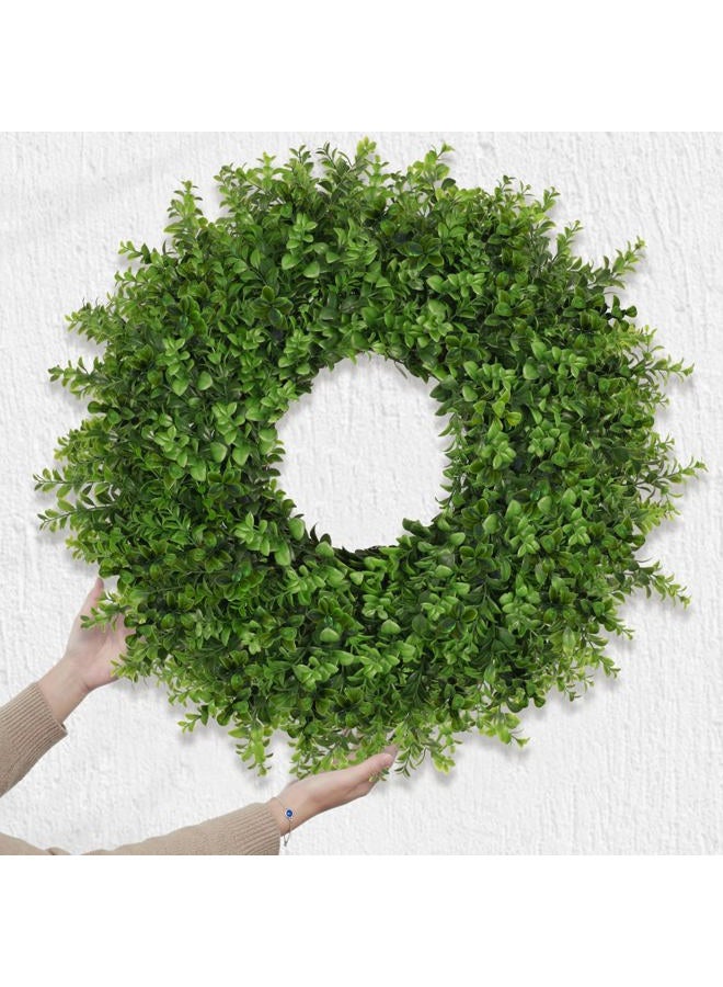 JDKPK Boxwoods Wreaths for Front Door 26 Inch Large Artificial Green Leaves Greenery Indoor Outdoor Wreath Home Decor Porch Window Wall Farmhouse Door Decorations Spring Summer Fall All Seasons - Image 5