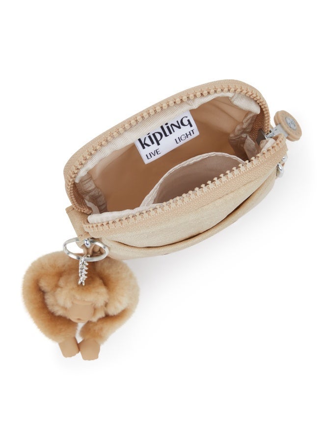 kipling Tally Phone Bag with Adjustable Crossbody strap Sparkled Beige - Image 4
