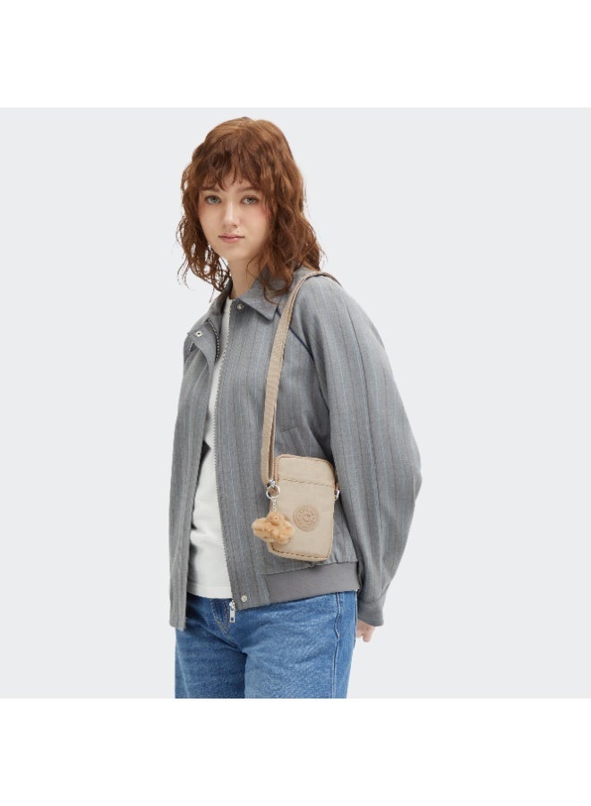 kipling Tally Phone Bag with Adjustable Crossbody strap Sparkled Beige - Image 3