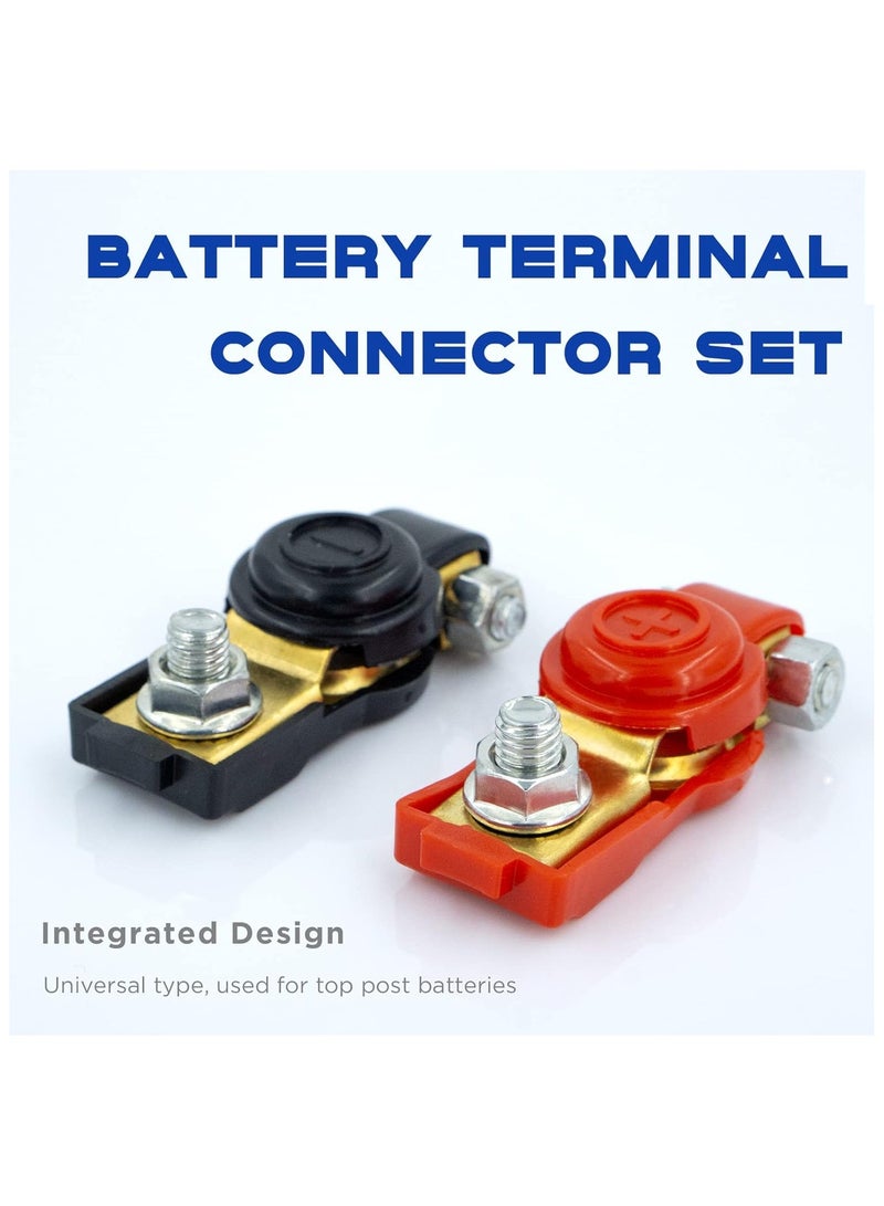 2 Pcs Battery Terminal Connecter, Positive and Negative, 1 Pair Cable End Connector Set, with Anti-Corrosion Plactic Cover, Brass Made, Auto Parts - Image 2
