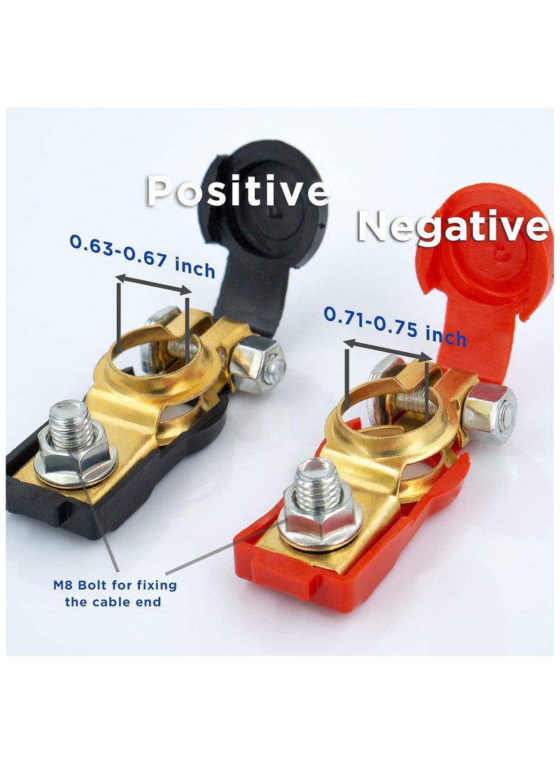 2 Pcs Battery Terminal Connecter, Positive and Negative, 1 Pair Cable End Connector Set, with Anti-Corrosion Plactic Cover, Brass Made, Auto Parts - Image 3