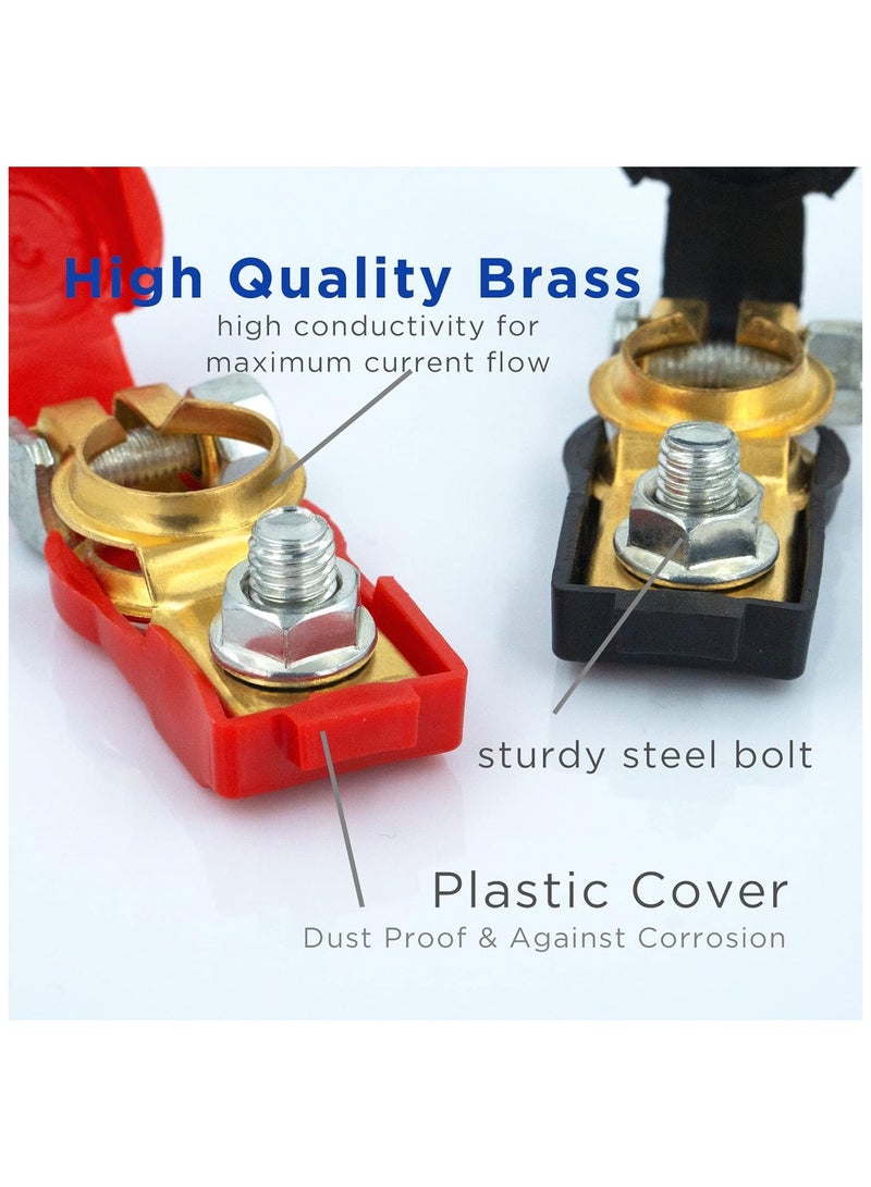 2 Pcs Battery Terminal Connecter, Positive and Negative, 1 Pair Cable End Connector Set, with Anti-Corrosion Plactic Cover, Brass Made, Auto Parts - Image 4