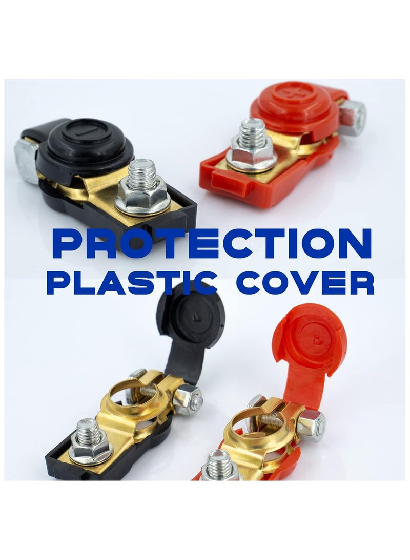 2 Pcs Battery Terminal Connecter, Positive and Negative, 1 Pair Cable End Connector Set, with Anti-Corrosion Plactic Cover, Brass Made, Auto Parts - Image 5