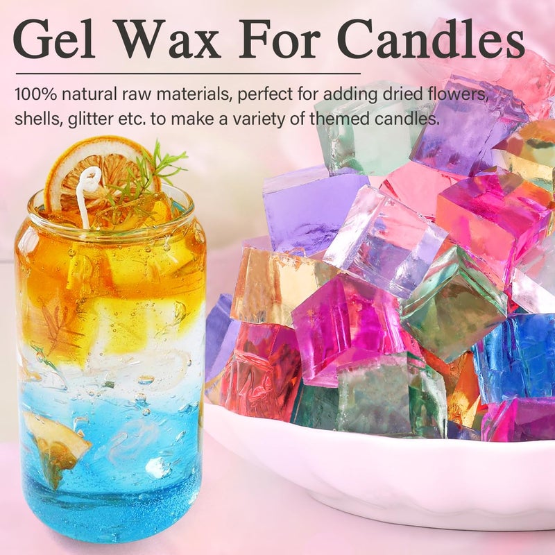 Blingfun Jelly Candle Making Kit,9pcs Gel Wax -7 Colors Candle Making kitï¼ŒIncludes Wax Wicks Wick Stickersï¼ŒWooden Wick Holders and Moreï¼ŒDIY Starter Candle Making Kit 2.8LB/45oz - Image 4