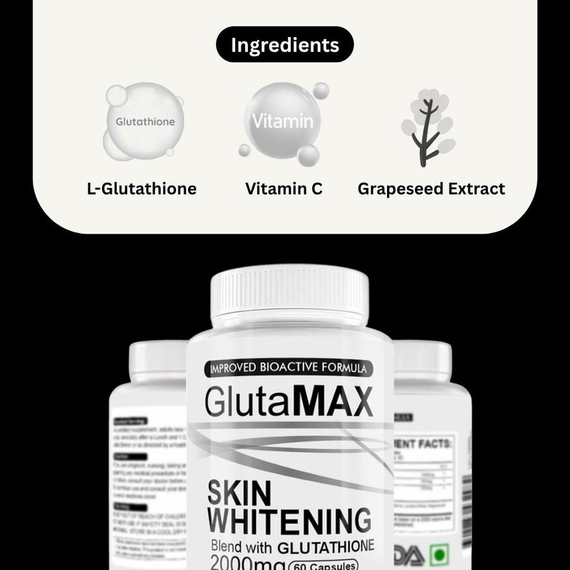 Glutamax Whitening Capsules 2000mg – Glutathione Blend for Bright Skin 60 Caps - Image 4