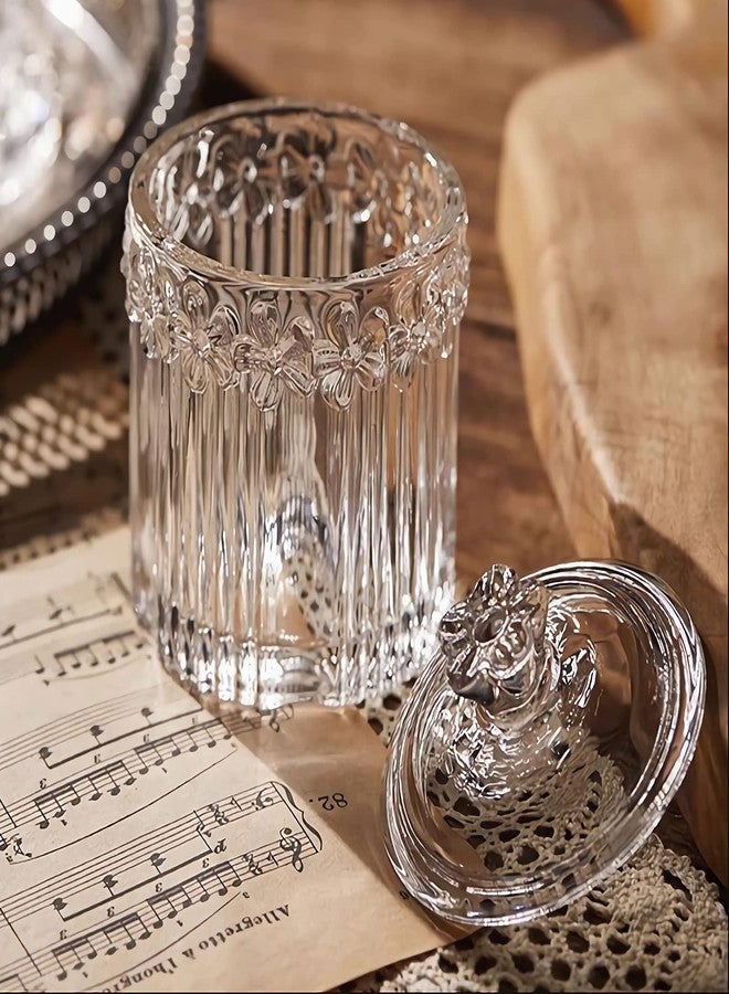 rejomiik 2 Pack Qtip Holder Glass Apothecary Jars with Lids Bathroom Accessories Vanity Organizers and Makeup Storage Canister for Cotton Swabs, Balls, Pads, Floss Picks, Candy, Clear - Image 5