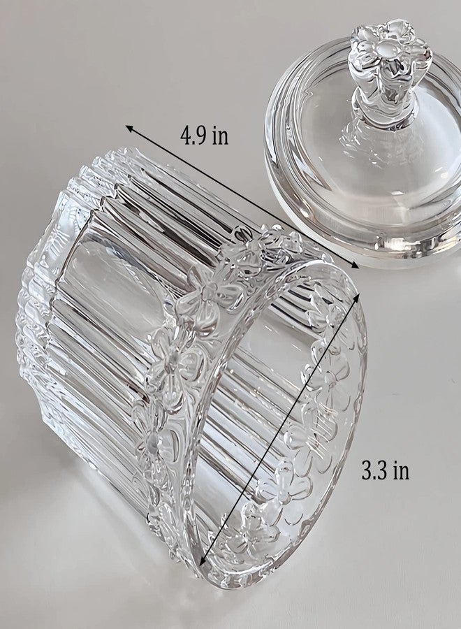 rejomiik 2 Pack Qtip Holder Glass Apothecary Jars with Lids Bathroom Accessories Vanity Organizers and Makeup Storage Canister for Cotton Swabs, Balls, Pads, Floss Picks, Candy, Clear - Image 3