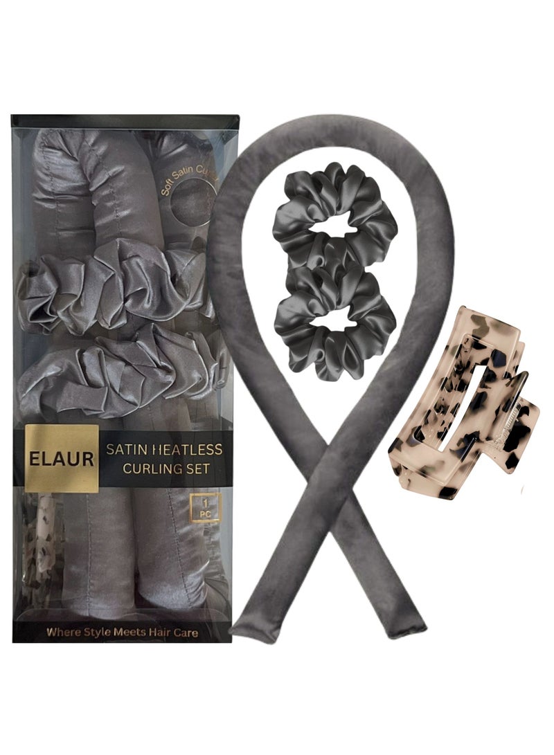 إيلور مجموعة بكرات الشعر Elaur Satin بدون حرارة لتجعيد الشعر بدون حرارة | أدوات تجعيد الشعر بدون حرارة طوال الليل للنوم | عصابة رأس لتجعيد الشعر للشعر القصير والطويل | أداة تجعيد الشعر (ميتاليك) - Image 1