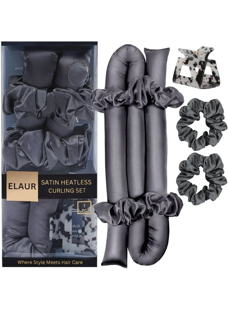 إيلور مجموعة بكرات الشعر Elaur Satin بدون حرارة لتجعيد الشعر بدون حرارة | أدوات تجعيد الشعر بدون حرارة طوال الليل للنوم | عصابة رأس لتجعيد الشعر للشعر القصير والطويل | أداة تجعيد الشعر (ميتاليك)