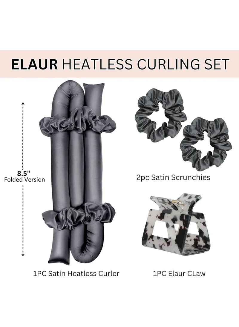 إيلور مجموعة بكرات الشعر Elaur Satin بدون حرارة لتجعيد الشعر بدون حرارة | أدوات تجعيد الشعر بدون حرارة طوال الليل للنوم | عصابة رأس لتجعيد الشعر للشعر القصير والطويل | أداة تجعيد الشعر (ميتاليك)