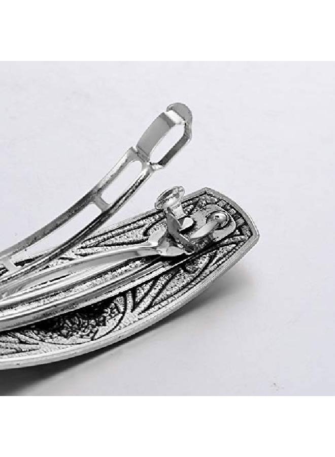 TEAMER Fashion Vintage Celtic Knot Hair Clip Metal Barrettes Hair Accessories Pattern Engraved Headwear Styling Gifts For Women Girls (Lotus Antique Silver) - Image 5