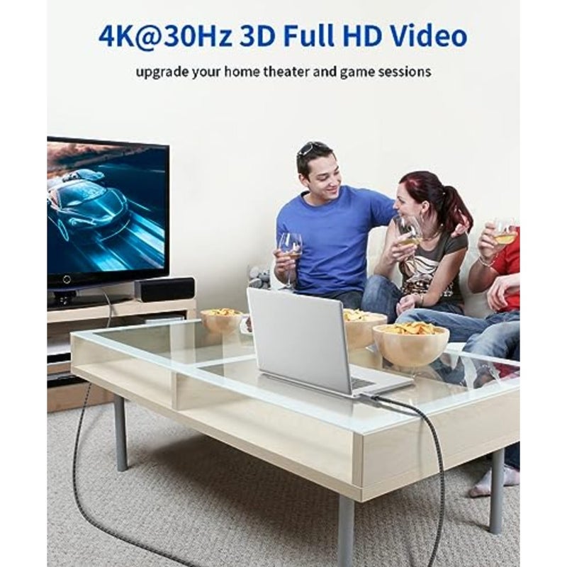 كابل DisplayPort إلى HDMI 4K بطول 2 متر للكمبيوتر للشاشة: مطلي بالذهب، مجدول، غلاف من الألومنيوم، يدعم 2K@120 هرتز 4K@30 هرتز أحادي الاتجاه - Image 4