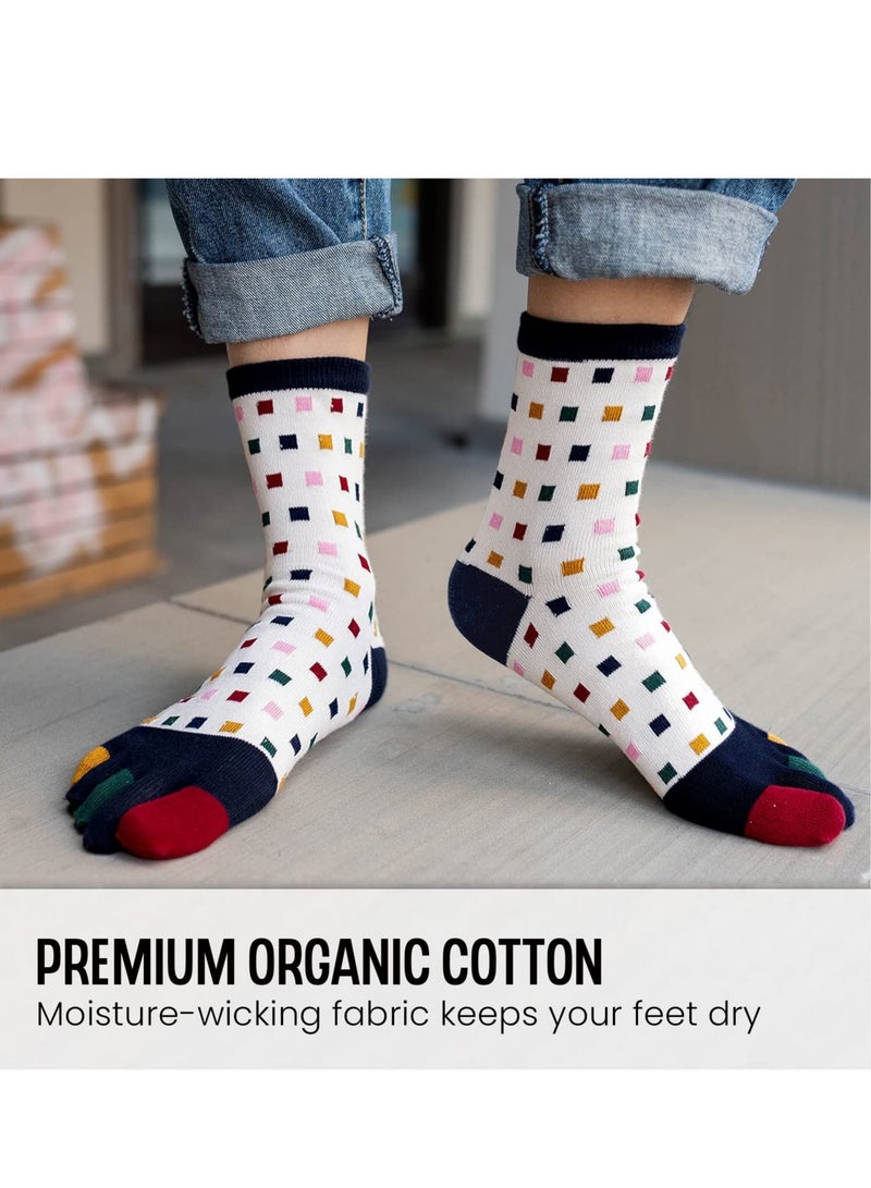 SYOSI Toe Socks Mens Five Finger Socks Cotton Sports Running Socks, Athlete Crew Socks with Toe for Men, 5 Pairs - Image 5