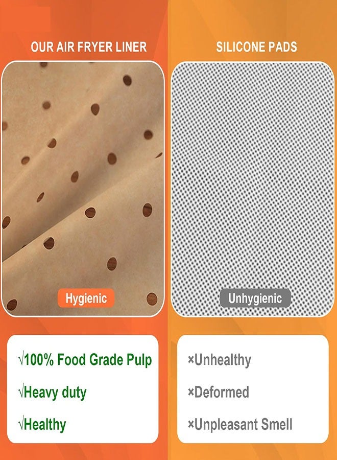 Air Fryer Parchment Paper Liners, 100PCS 8.1 inch  Non-stick Oil-proof Water-proof Air Fryer Liners, Square Perforated parchment paper with 1 Clip for Frying, Baking, Cooking, Roasting - Image 5