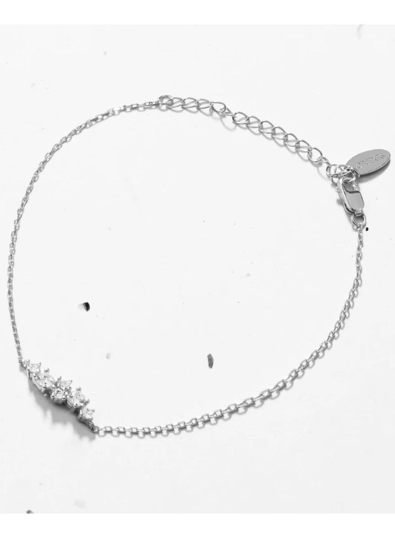 LAVEEN JEWELLERY Adjustable Imperial Cluster Bracelet for Women | 18k Gold Plated & 925 Sterling Silver, Cubic Zirconia | Dainty chain bracelet with cluster stone pendant Jewelry for Girls & Women - Image 1