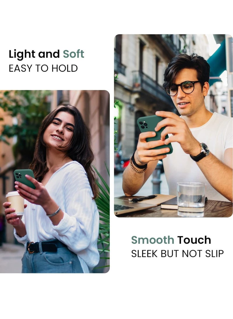 إلترازون Upgraded Silicone Case for iPhone 12 Pro 6.1" - Midnight Green, Enhanced Camera Protection, Soft Anti-Scratch Microfiber Lining - Image 2