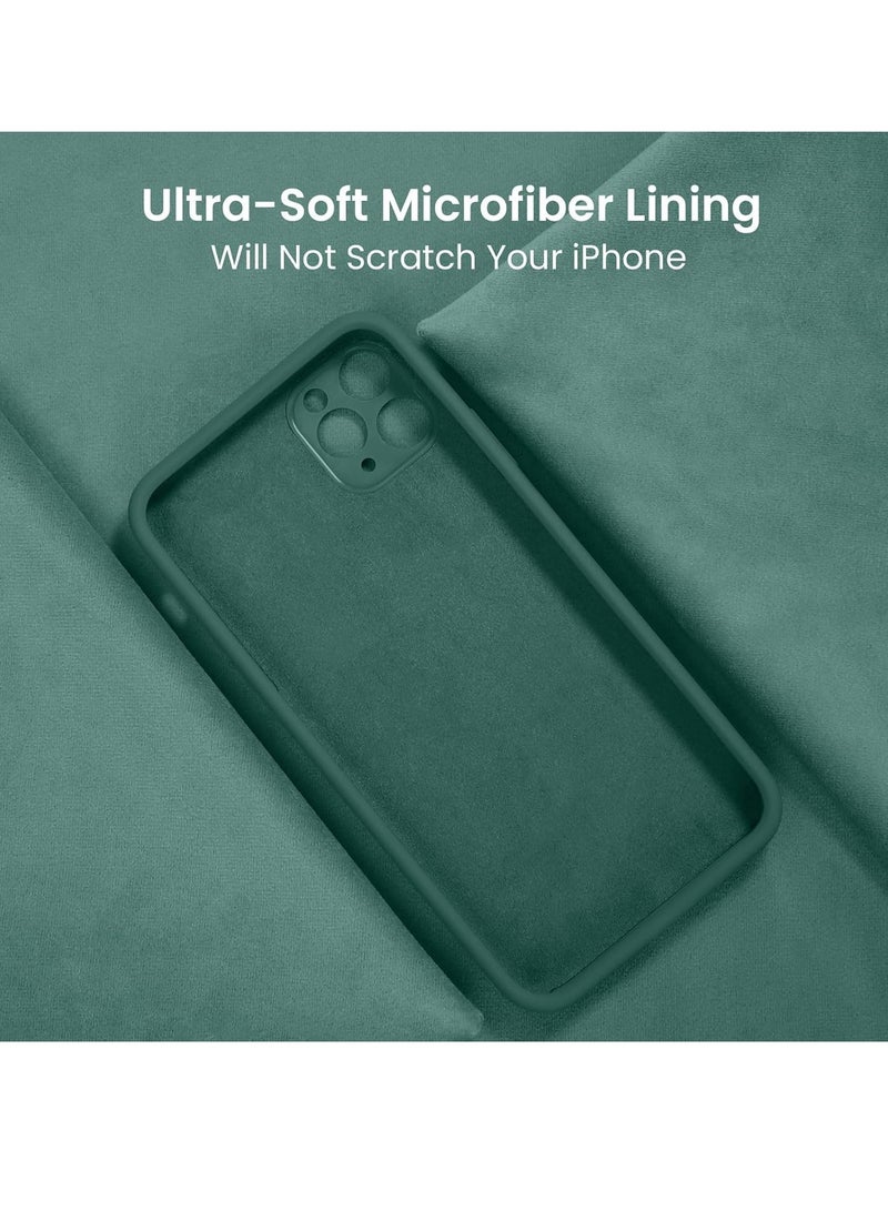 إلترازون Upgraded Silicone Case for iPhone 12 Pro 6.1" - Midnight Green, Enhanced Camera Protection, Soft Anti-Scratch Microfiber Lining - Image 4