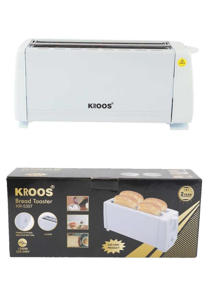 KROOS 4 Slice Toaster Stainless Steel Lid Removable Crumb Tray 1200W White - Image 2