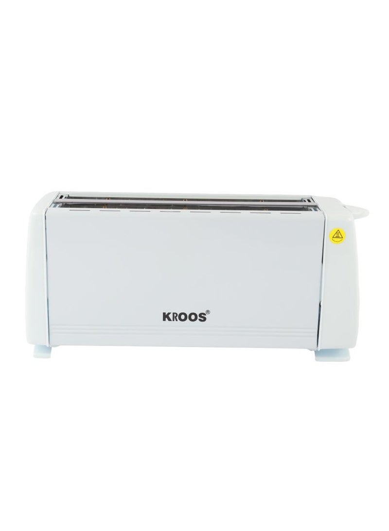 KROOS 4 Slice Toaster Stainless Steel Lid Removable Crumb Tray 1200W White - Image 3