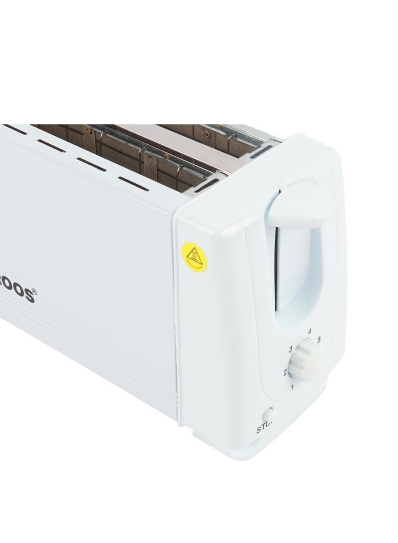 KROOS 4 Slice Toaster Stainless Steel Lid Removable Crumb Tray 1200W White - Image 4