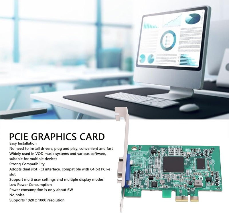 بطاقة رسومات ciciglow بسعة 512 ميجابايت من نوع PCIe، بطاقة فيديو VGA بدقة 64 بت متوافقة مع لوحات أم X99 وX79 وNAS وPCDN، ذات استهلاك منخفض للطاقة. - Image 2