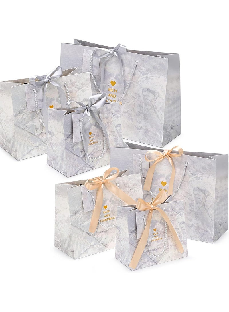 KASTWAVE 6 pcs Luxury Gift Bags Multipack with Tags, Gold/Silver Ribbon, Perfect for Birthday Gift Bags Weddings Parties Celebrations - 3 Sizes - Image 1
