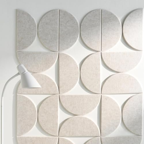 Climberty® 24Pcs Self-Adhesive Felt Bulletin Boards with 50 Push Pins, Semi-Circular Acoustic Wall Panels for Notice, Message & Home Office Decor (Light Camel-Khaki) - Image 1