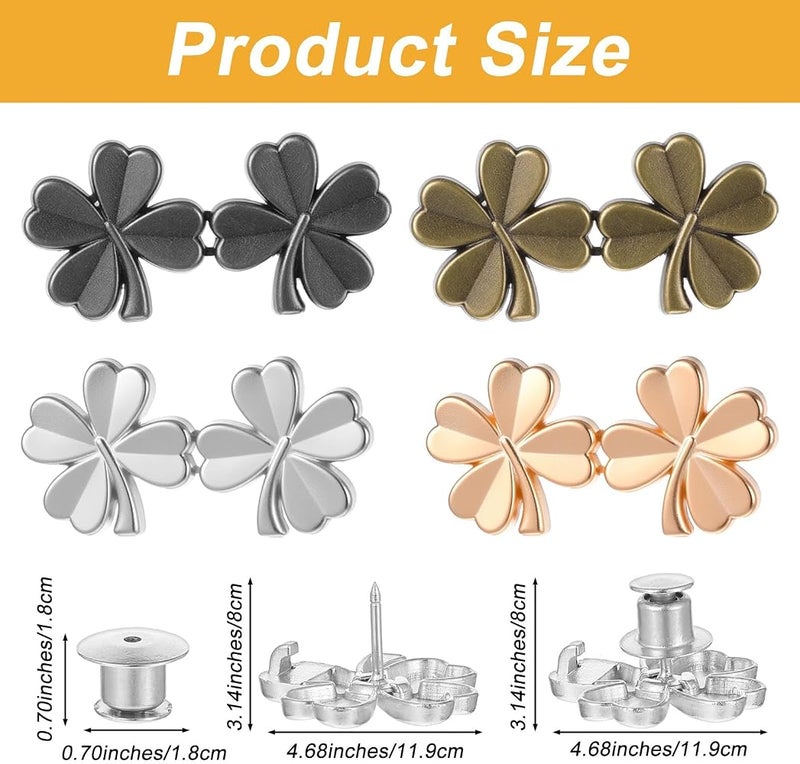 KASTWAVE 4 Sets Pant Waist Tightener, Adjustable Waist Buckle No Sew Detachable Clips Reusable Waist Cincher Clip for Loose Jeans, Pants, Skirts - Image 2