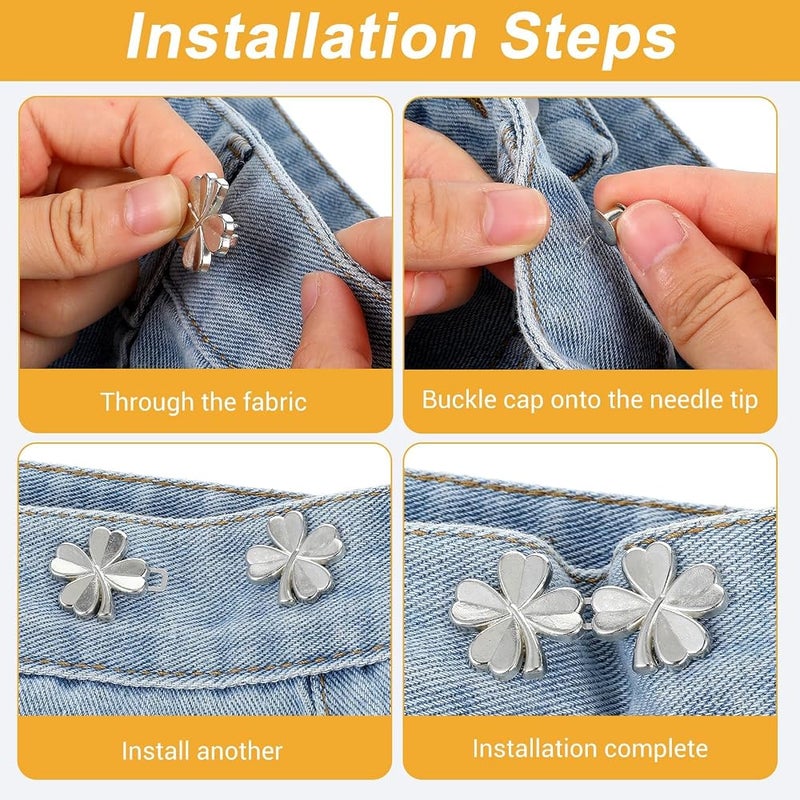 KASTWAVE 4 Sets Pant Waist Tightener, Adjustable Waist Buckle No Sew Detachable Clips Reusable Waist Cincher Clip for Loose Jeans, Pants, Skirts - Image 4