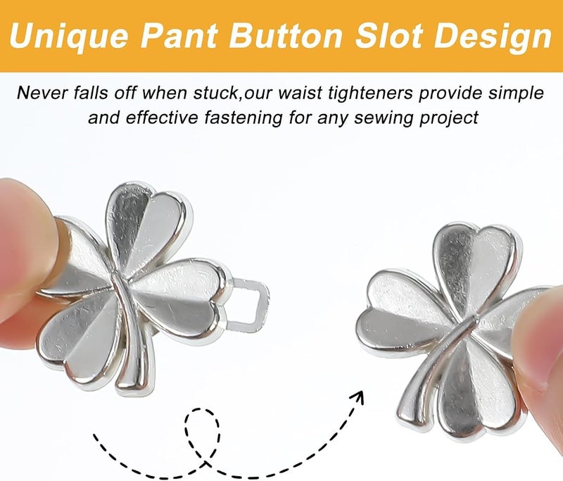 KASTWAVE 4 Sets Pant Waist Tightener, Adjustable Waist Buckle No Sew Detachable Clips Reusable Waist Cincher Clip for Loose Jeans, Pants, Skirts - Image 3