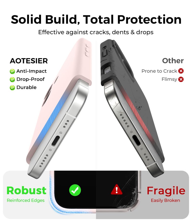 AOTESIER Compatible with iPhone 17 Case, Silicone Upgrade [Full Camera Protection][Integrated Camera Control Button] Shockproof Protective 17 Phone Case with Anti-Scratch Lining, Chalk Pink - Image 5