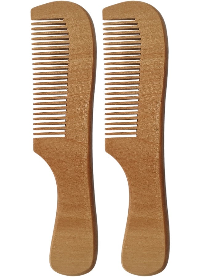 عبوة 2 من أمشاط الشعر الخشبية المصنوعة يدوياً من خشب الصندل الأخضر الطبيعي 100% - مشط أسنان ناعمة ومضاد للكهرباء الساكنة | يفك تشابك الشعر المبلل أو الجاف بلمسة عطرية خشبية فاخرة | مثالي لجميع أنواع الشعر. - Image 1