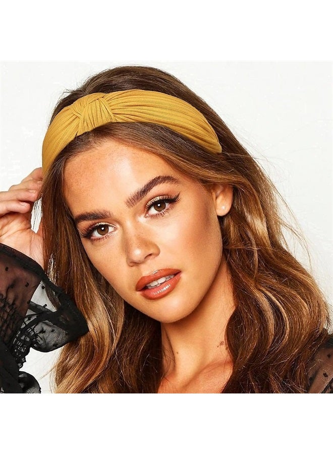 DRESHOW 8 Pack Knotted Headbands For Women Wide Turban Headband Yoga Exercise Ribbing Head Wraps Hair Bands Accessories - Image 4