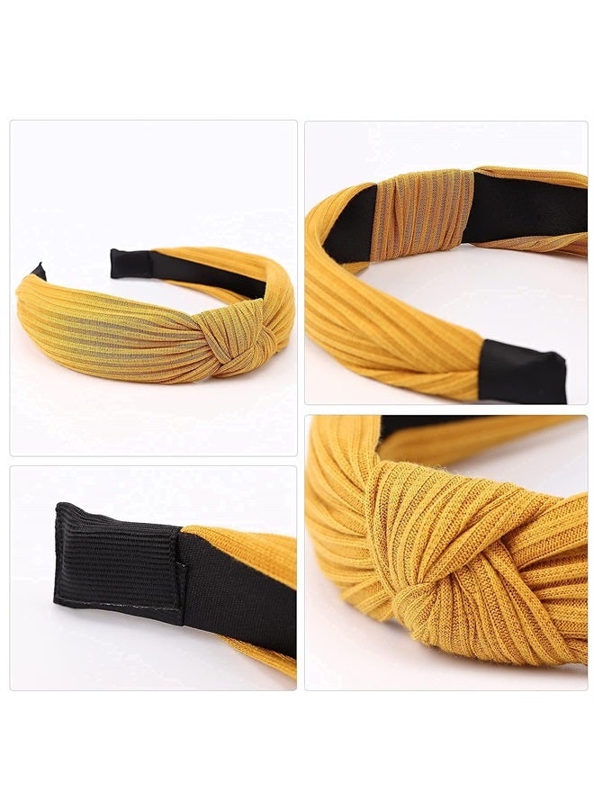 DRESHOW 8 Pack Knotted Headbands For Women Wide Turban Headband Yoga Exercise Ribbing Head Wraps Hair Bands Accessories - Image 3