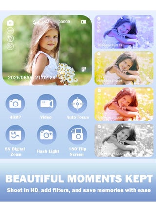 Digital Cameras Digital Camera with 128GB SD card, 4k CCD Digital Zoom Student Digital Camera 48MP Portable Digital Photography Camera 180° Flip Screen Selfie Camera, Point and Shoot Digital Cameras - view 2