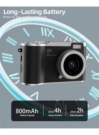 Digital Cameras Digital Camera with 128GB SD card, 4k CCD Digital Zoom Student Digital Camera 48MP Portable Digital Photography Camera 180° Flip Screen Selfie Camera, Point and Shoot Digital Cameras - view 4