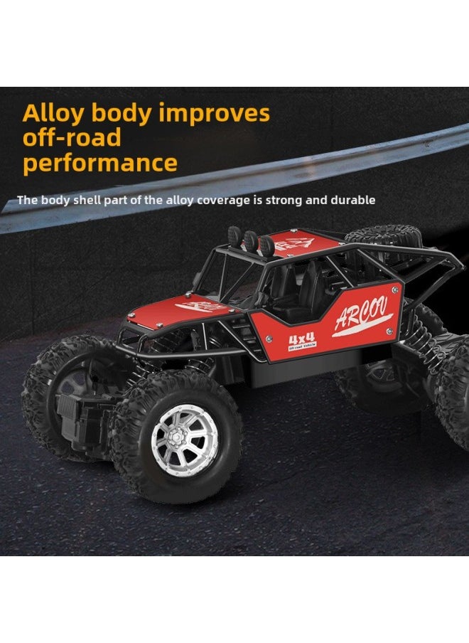 null - Oversized Remote Control Car Drift Off-road Vehicle Toy Four-wheel Drive Climbing Big Foot High Speed Racing Car Charging Car Toy-Color: Four-wheel Drive 6-wheel Off-road Remote Control Car (big Red)-Scale:Comes With 1 Set Of Rechargeable Batteries + Charging Cable - Image 1