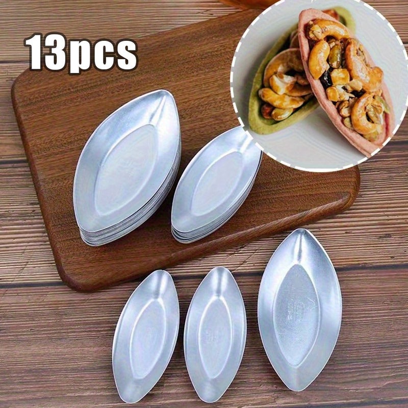 13pcs Durable Aluminum Boat Shaped Cookie Molds Multipurpose Baking Pans - Image 1