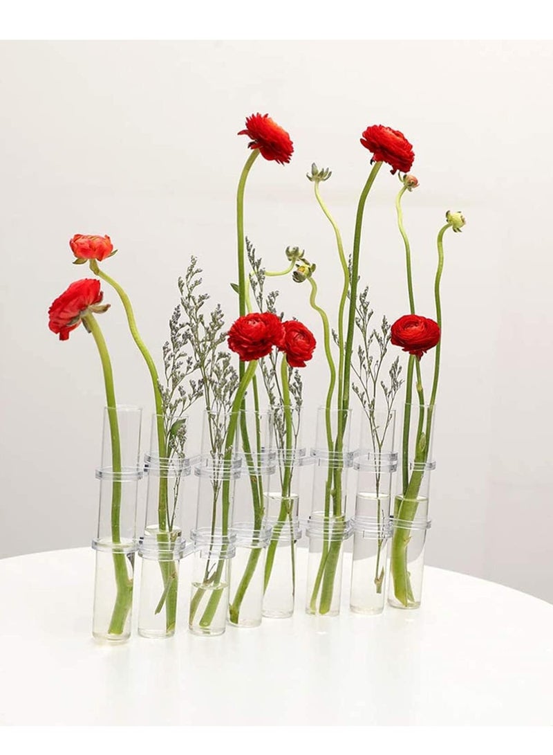 SOLARAE Test Tube Vase Crystal Glass Flower Pots Plant Cultivation Can be Placed in Living Rooms Desktop Terrarium DIY 8 Hydroponic Plants Home Garden Decoration with Brush 15x2.2CM - Image 1