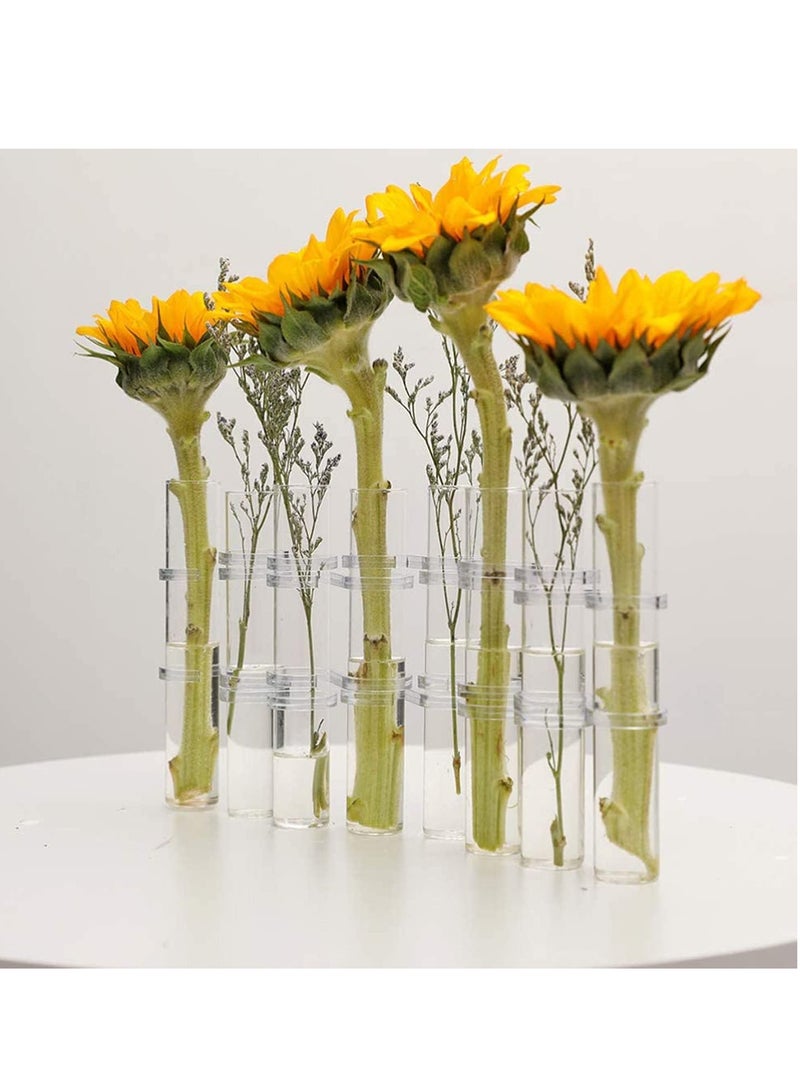 SOLARAE Test Tube Vase Crystal Glass Flower Pots Plant Cultivation Can be Placed in Living Rooms Desktop Terrarium DIY 8 Hydroponic Plants Home Garden Decoration with Brush 15x2.2CM - Image 5
