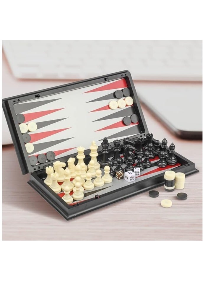 QSHOP - ® 3 in 1 Chess Board & Table & Whirlpool Magnetic Chess Pieces Set with Foldable/Portable Storage Board Traditional Game Educational Toys - Image 1