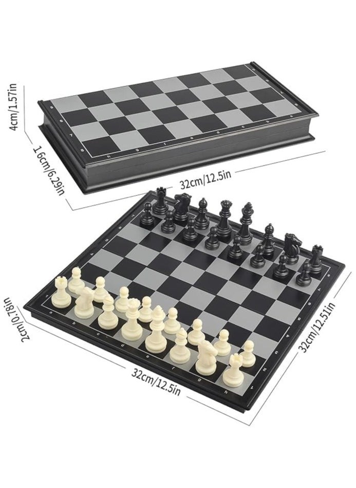 QSHOP - ® 3 in 1 Chess Board & Table & Whirlpool Magnetic Chess Pieces Set with Foldable/Portable Storage Board Traditional Game Educational Toys - Image 1