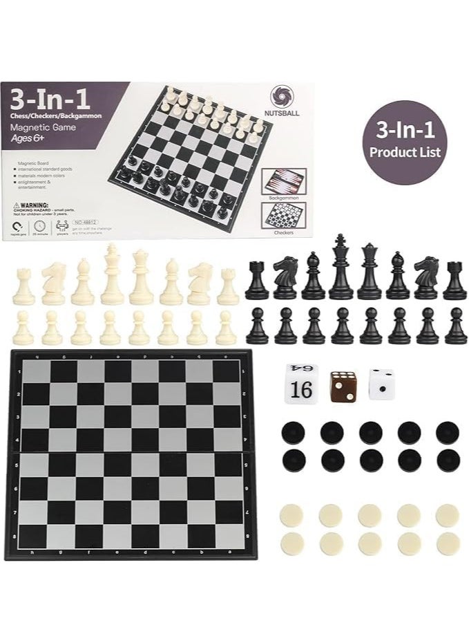 QSHOP - ® 3 in 1 Chess Board & Table & Whirlpool Magnetic Chess Pieces Set with Foldable/Portable Storage Board Traditional Game Educational Toys - Image 1