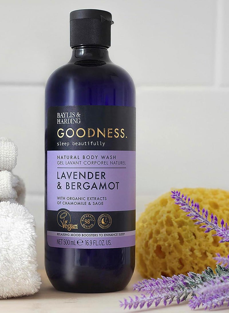 Baylis & Harding Goodness Sleep Lavender and Bergamot Body Wash, 500ml | Natural Essential Oils for Relaxation and Better Sleep | Vegan - Image 3