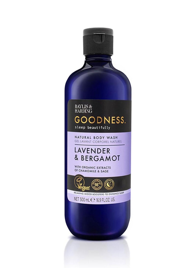 Baylis & Harding Goodness Sleep Lavender and Bergamot Body Wash, 500ml | Natural Essential Oils for Relaxation and Better Sleep | Vegan - Image 1